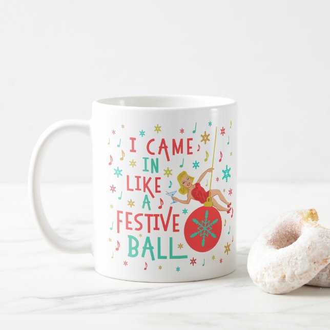 Mug Une amusante rétro de Noël sur le bal des fêtes de (Avec donut)