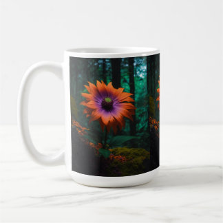 Mug Une belle fleur violette dans une forêt foncée dan