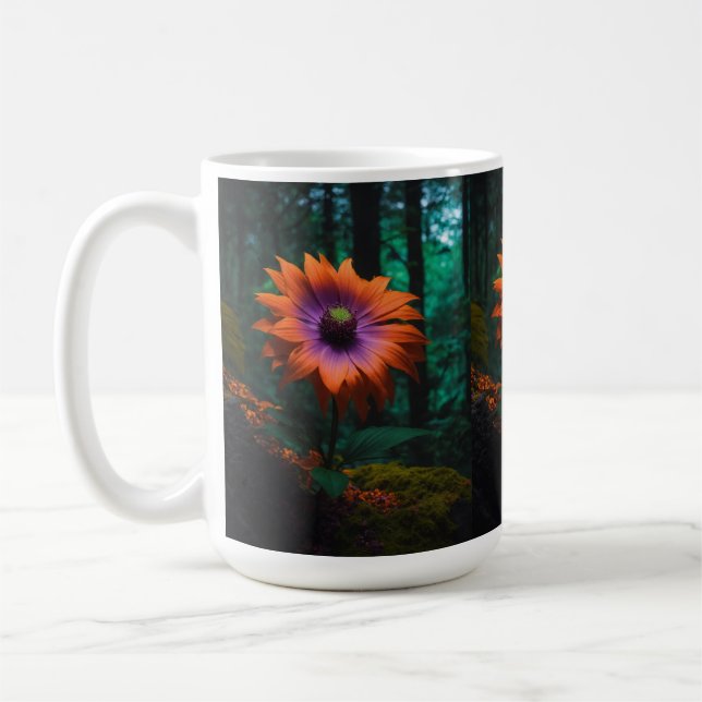 Mug Une belle fleur violette dans une forêt foncée dan (Gauche)