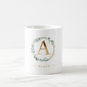 Mug Une couronne feuilletée monogramme spécifique au c