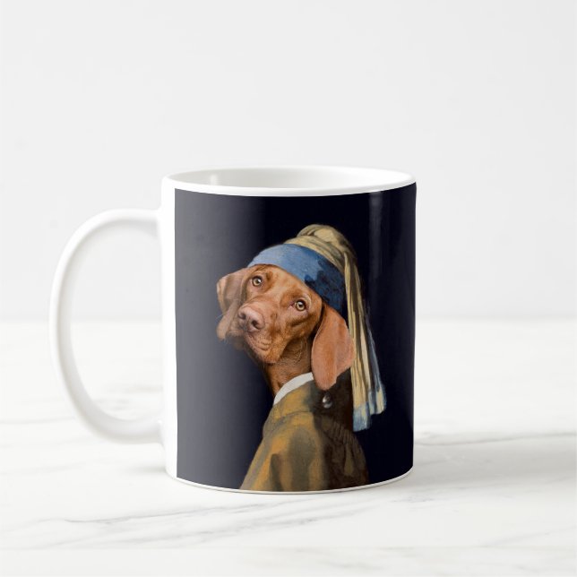 Mug Une drôle de fille de chien avec une parodie de Ve (Gauche)