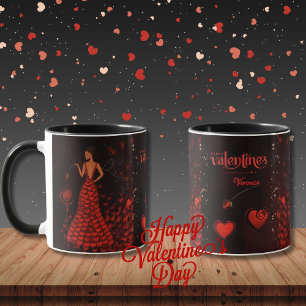 Mug Une femme en robe rouge La Saint Valentin