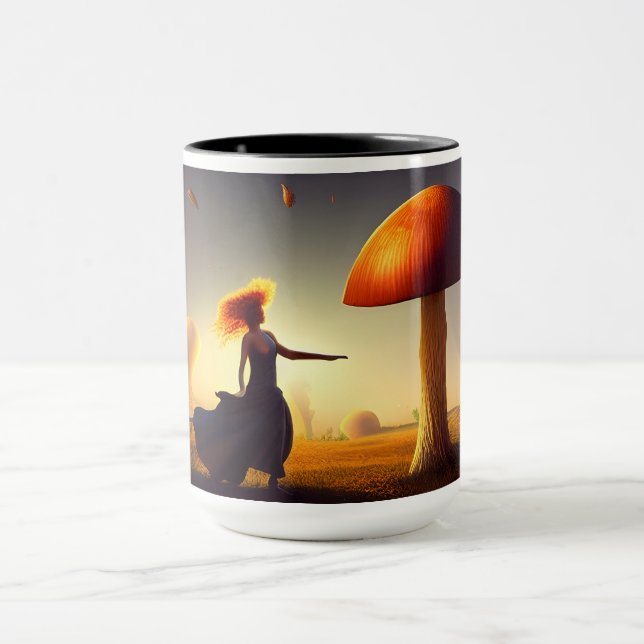Mug Une femme et un immense champignon (Centre)