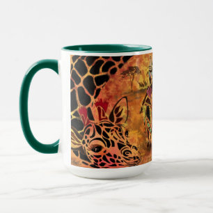 Mug Une fille africaine et une girafe - Amis - Dessin 