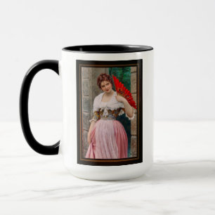 Mug Une jeune dame avec un ventilateur rouge par Eugen