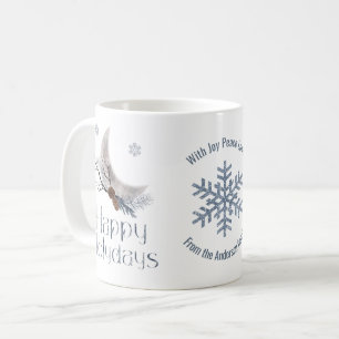 Mug Une Lune Croissante, Des Cônes De Pins. Joyeuses f