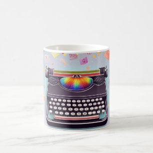 Mug Une machine à écrire de style rétro au centre, ave