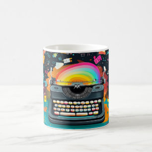 Mug Une machine à écrire de style rétro au centre, ave