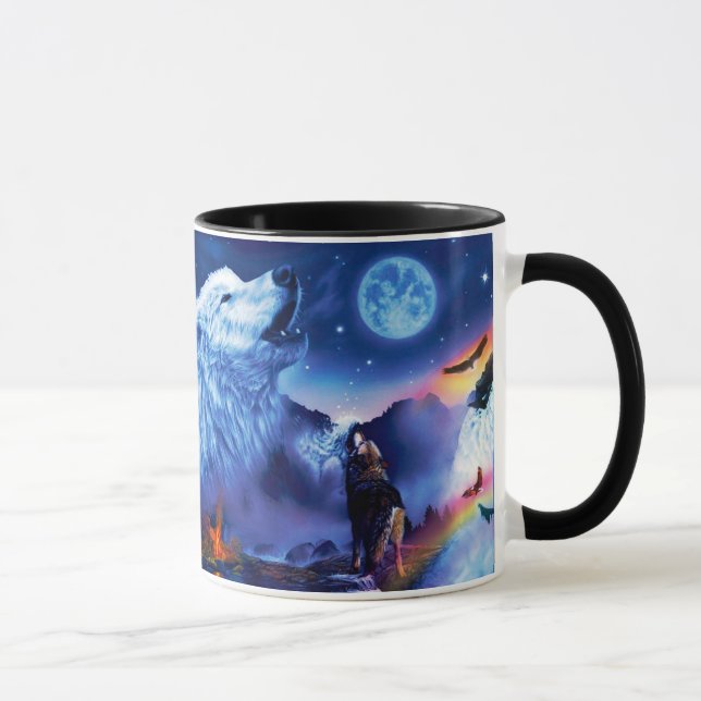 Mug Une meute de loups dans une nuit sombre (Droite)