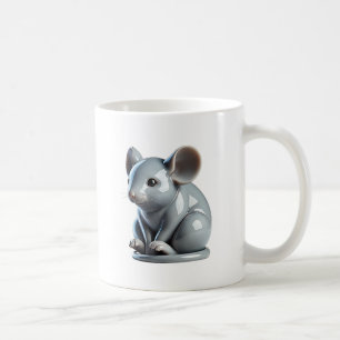 Mug Une petite souris grise à l'aspect 3D.