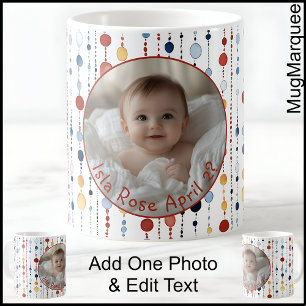 Mug Une photo, Nom, Date Colorful Fun Modern Dot C556