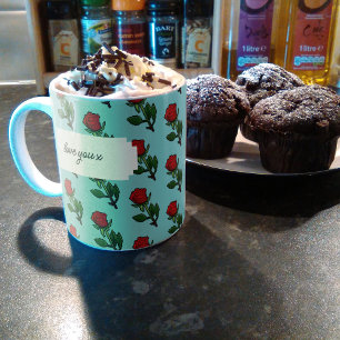 Mug Une seule rose rouge Ajoutez votre texte Modèle ro