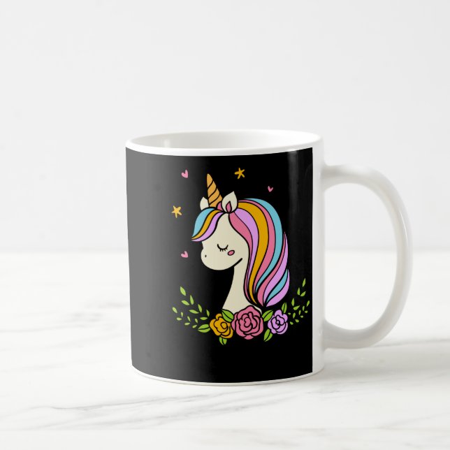 Mug Unicorn Cute Whimsical Girly D Name  (Droite)