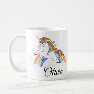 Mug Unicorn Nom personnalisé Cute Coffee