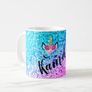 Mug Unicorn Ombre Parties scintillant personnalisée Mu