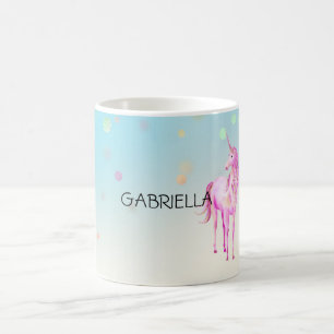 Mug Unicorn rose Confetti Nom personnalisé