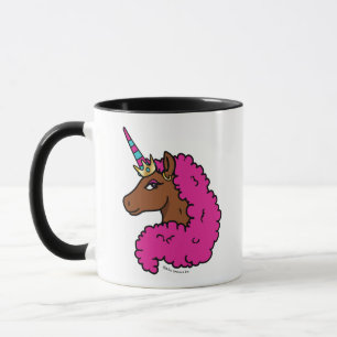 Mug Unicorne Afro Rose Chaud