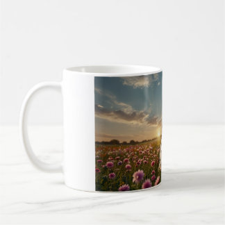Mug Unicorne blanche majestueuse dans un champ floral