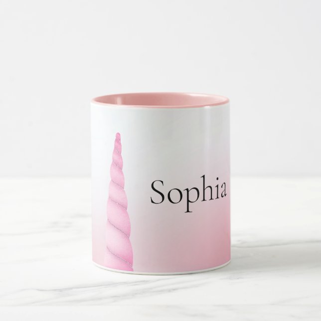 Mug Unicorne blanche rose Personnalisée (Centre)