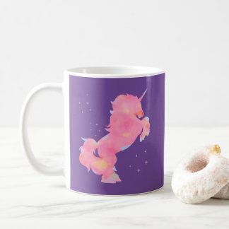 Mug Unicorne d'aquarelle rose personnalisée