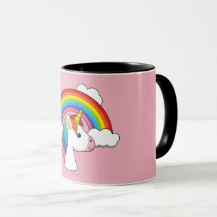 Mug Unicorne et arc-en-ciel avec nuages Kawaii