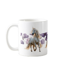 Unicorne et fleurs pourpres