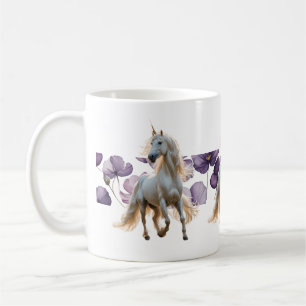 Mug Unicorne et fleurs pourpres