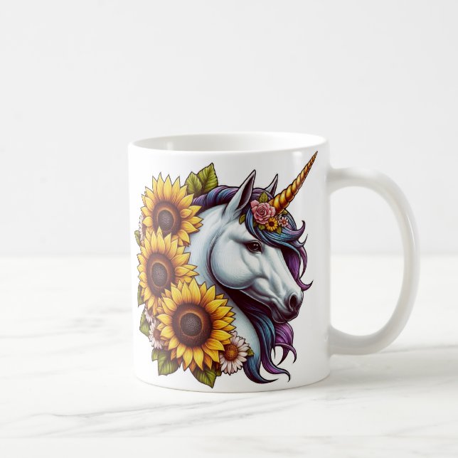 Mug Unicorne magique et tournesols (Droite)