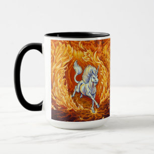 Mug Unicorne rouge orange de feu élément Imaginaire Ar