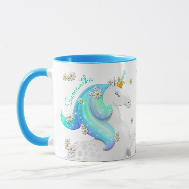 Mug Unicorne Turquoise avec Couronne et Scepter (Gauche)