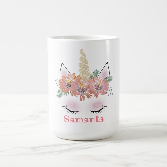Mug Unicorne, visage Unicorne, personnalisé, filin, fl (Centre)