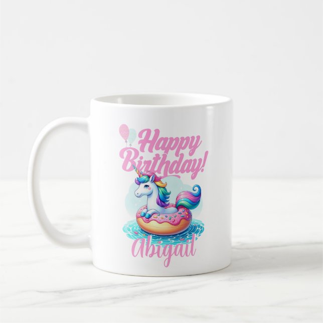 Mug Unicorne Whimsical Donut mignonne Rainbow Pool Par (Gauche)