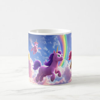 Mug Unicornes colorées dans le ciel