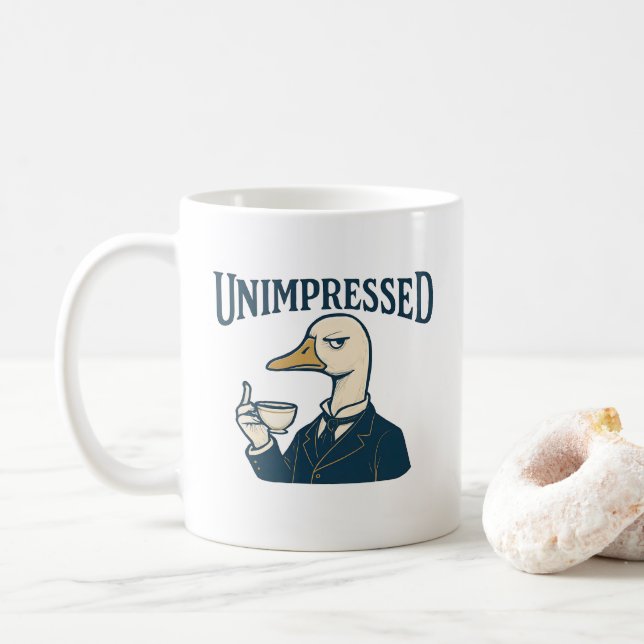 Mug Unimpressed Duck Drinking Tea Meme (Avec donut)