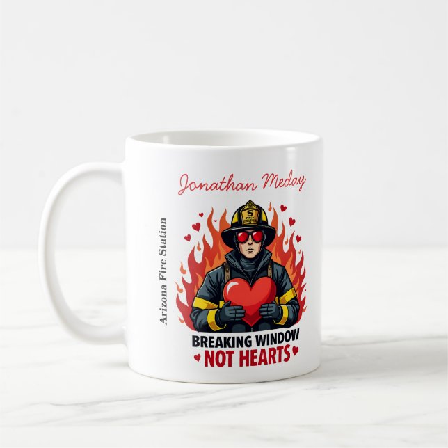 Mug Unique Firefighter Love Black and Red Text (Gauche)