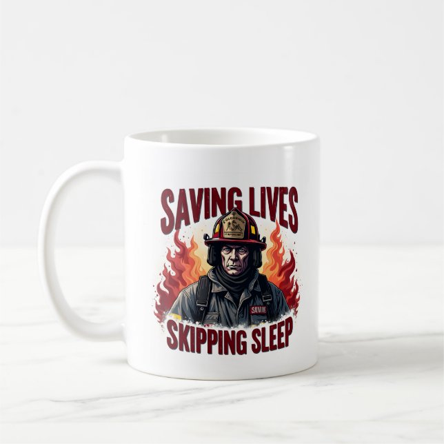 Mug Unique Funny Firefighter or Fireman on Fire Rescue (Gauche)