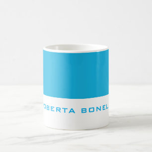 Mug Unique Moderne Minimaliste Bleu Blanc Blanc Ajoute