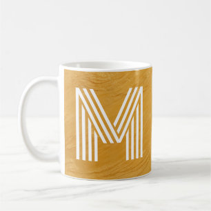Mug Unique Monogramme Original Texturé Or et Blanc