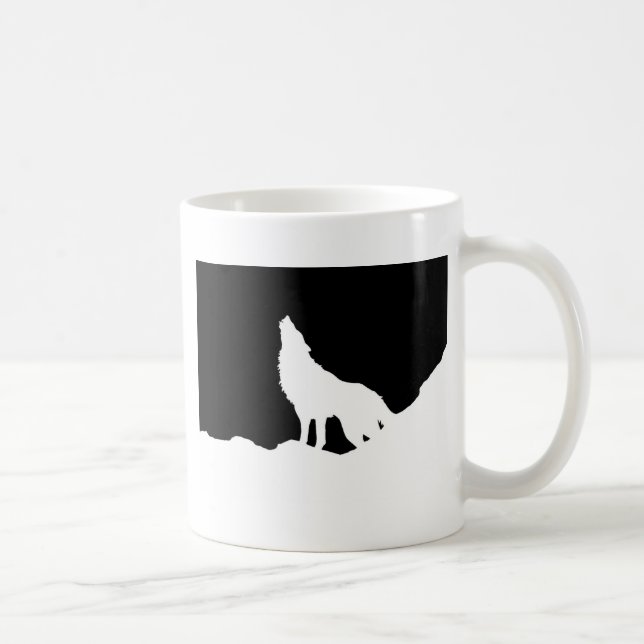 Mug Unique Noir & Blanc Pop Art Wolf Silhouette (Droite)