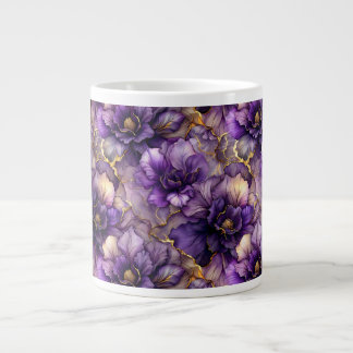 Mug unique violet floral à l'encre d'alcool Jumbo
