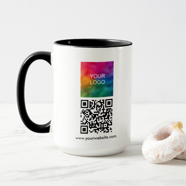 Mug Upload Company Logo Custom QR Code Combo (Avec donut)