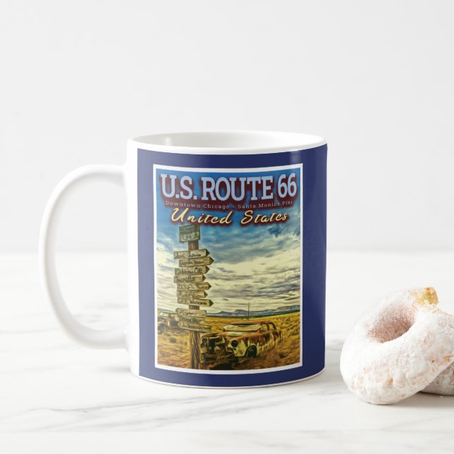 MUG US ROUTE 66 - LES ROUTES LES PLUS CÉLÈBRES AUX USA (Avec donut)