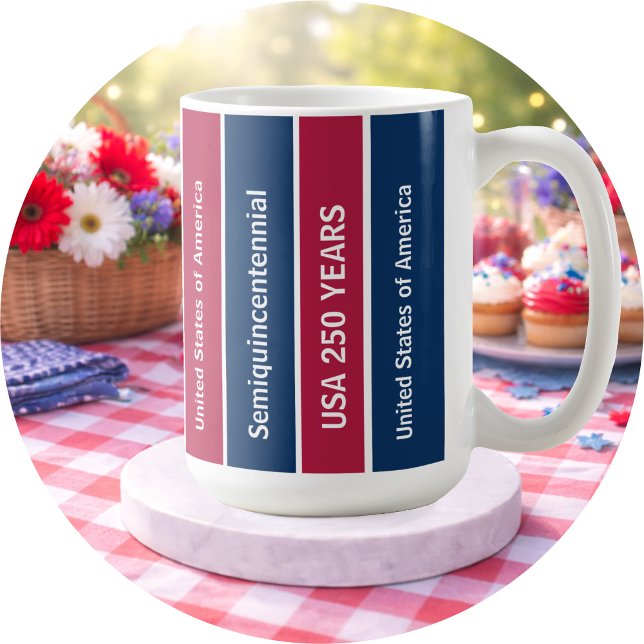 Mug USA 250 Years Semiquincentennial Patriotic Stripes (Créateur téléchargé)