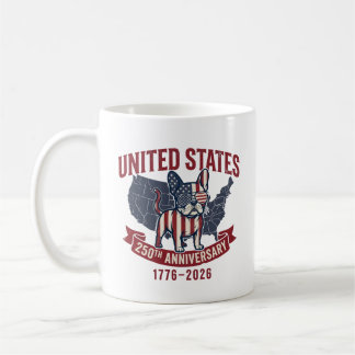 Mug USA 250th Anniversary  Patriotic Dog American Flag