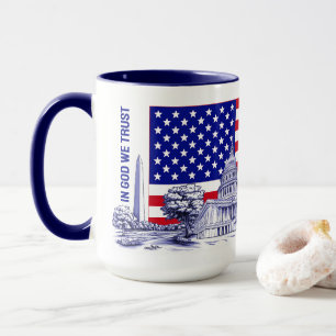 Mug USA Amérique Drapeau Monument Illustration Souveni
