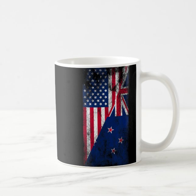 Mug Usa &amp; New Zealand Flags - Us Of America Kiwi,  (Droite)
