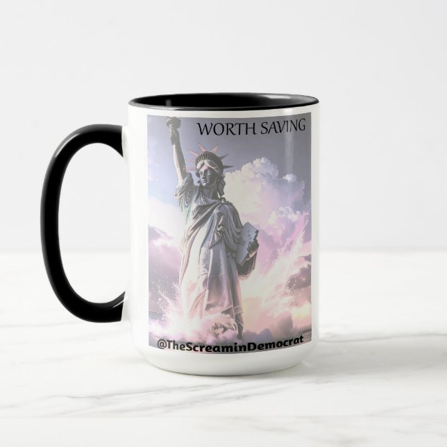 Mug USA Is Worth Saving Lady Liberty Democracy Freedom (Gauche)