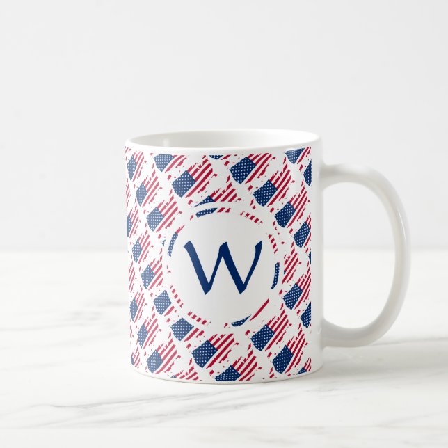 Mug USA Patriotique Personnalisé Monogramme DIEU BLESS (Droite)