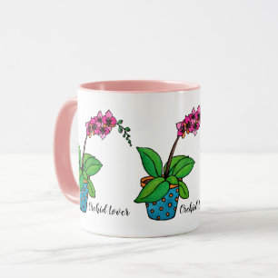 Mug Usine d'orchidée d'aquarelle dans le beau pot