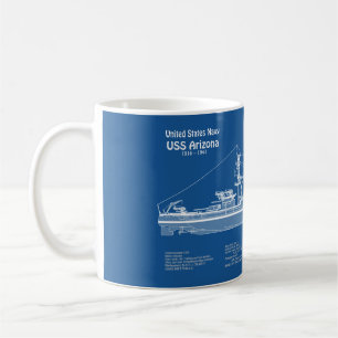 Mug USS Arizona - Plan de plan d'expédition ABD